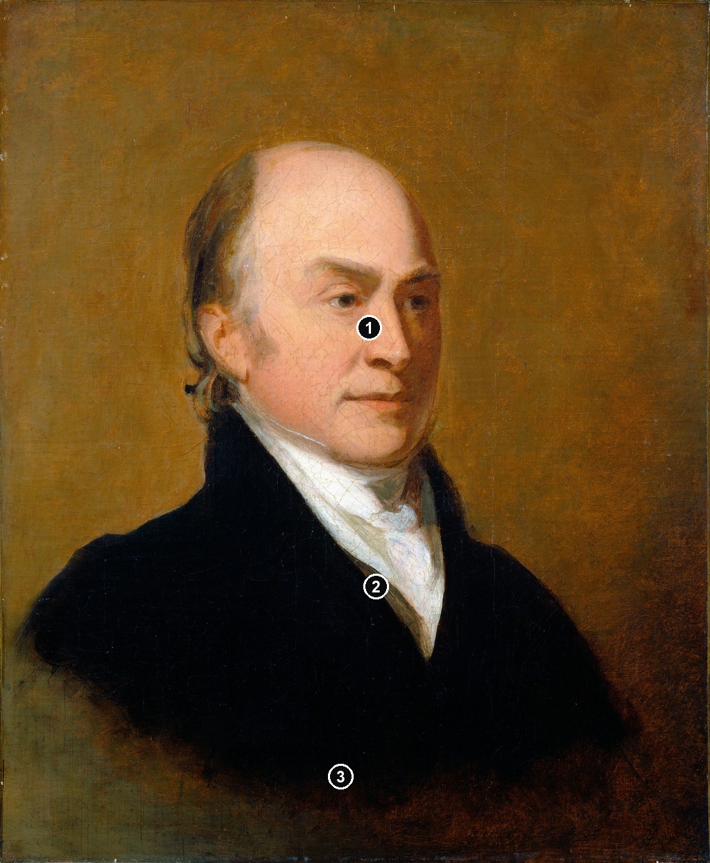 Annotated details from John Quincy Adams Oil Study by Thomas Sully